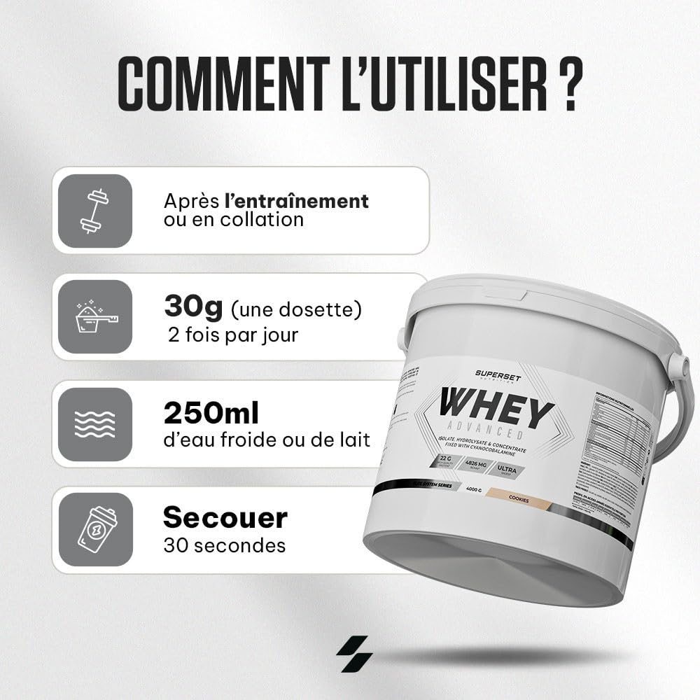 Superset Nutrition | 100% Whey Proteine Advanced (4kg) | Whey protéine | Pure Whey ultra-filtrée : 3 sources de protéines de haute qualité avec absorption rapide - Vanille Crémeuse