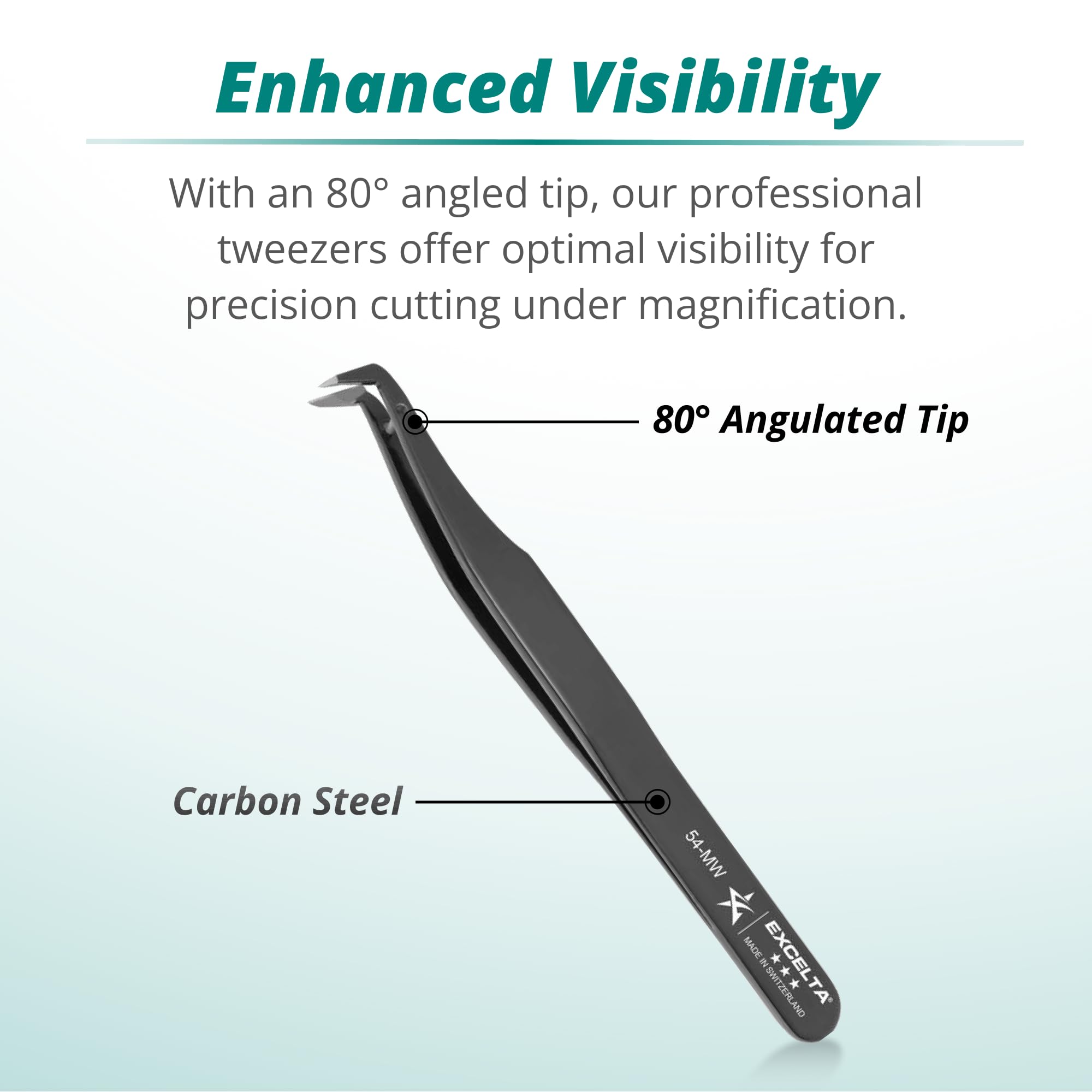 Excelta Cutting Tweezers, Precision 80° Angulated Tip