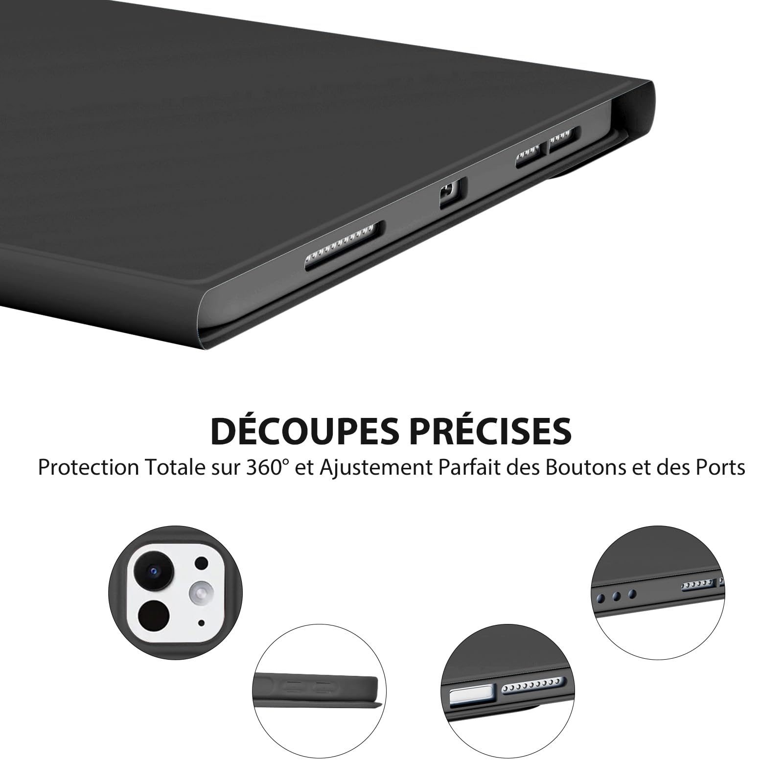 CC Store Clavier pour iPad Air 11“ M3 2025/M2 2024, Air 5 2022/Air 4 2020,iPad Pro 11 4/3/2/1Gen, Coque avec Keyboard Français, Clavier Bluetooth Magnétique Détachable avec Fente pour Stylo, Noir