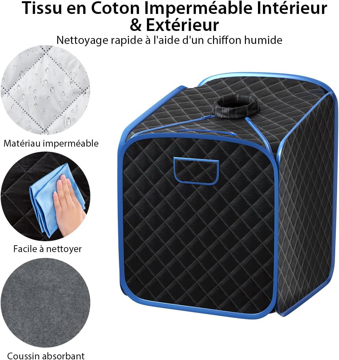 RELAX4LIFE Sauna à Vapeur Portable 2L 1000W, Cabine de Sauna Pliable à Domicile avec 9 Températures Ajustables, Tente de Spa avec Rouleau de Massage, Télécommande pour Détoxification (Noir)