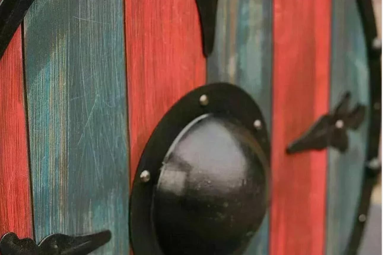 Bouclier médiéval en bois de 61 cm, fait à la main, bouclier viking prêt à la bataille