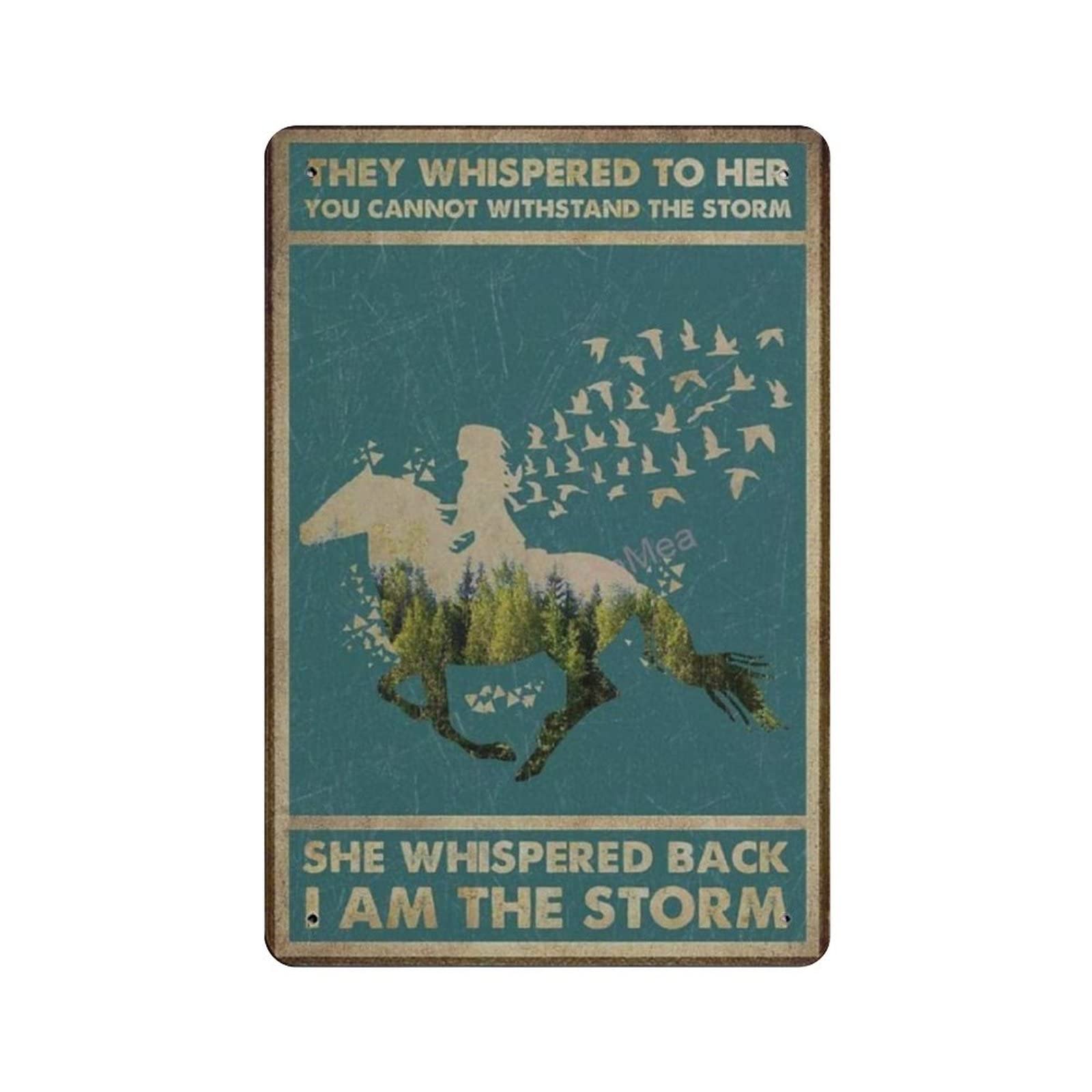 AOOEDM They Whispered to Her You Cannot Withstand The Storm Metal Sign for Home Coffee Garage Wall Decor Vintage Poster Bar Signs for Home Bar Retro Metal Tin Sign