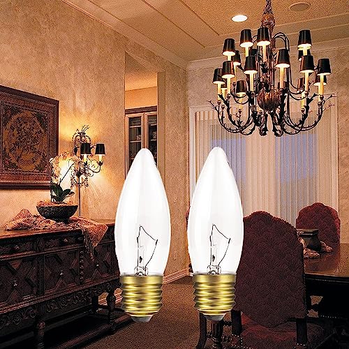 Bubyvv WEEOYHF 40W Equivalent Incandescent Torpedo Tip Chandelier,Incandescent Light Bulb, Clear Finish, Decorative, Chandelier F Type Flame Tip thumb #4