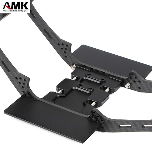 Miniatura 7 de AMK Fibra de carbono LCG SCX10 II Chaissis Frame Rieles DIY 12.323 in Wheelbass 110 RC Crawler Kit de constructor de cuerpo con deslizadores de roca