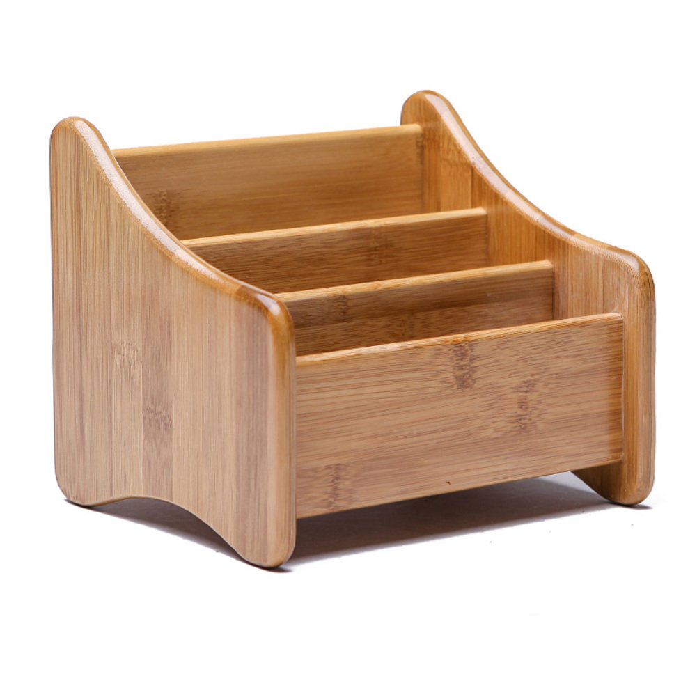 Organisateur de bureau chariot en bambou authentique, porte-télécommande de prestige