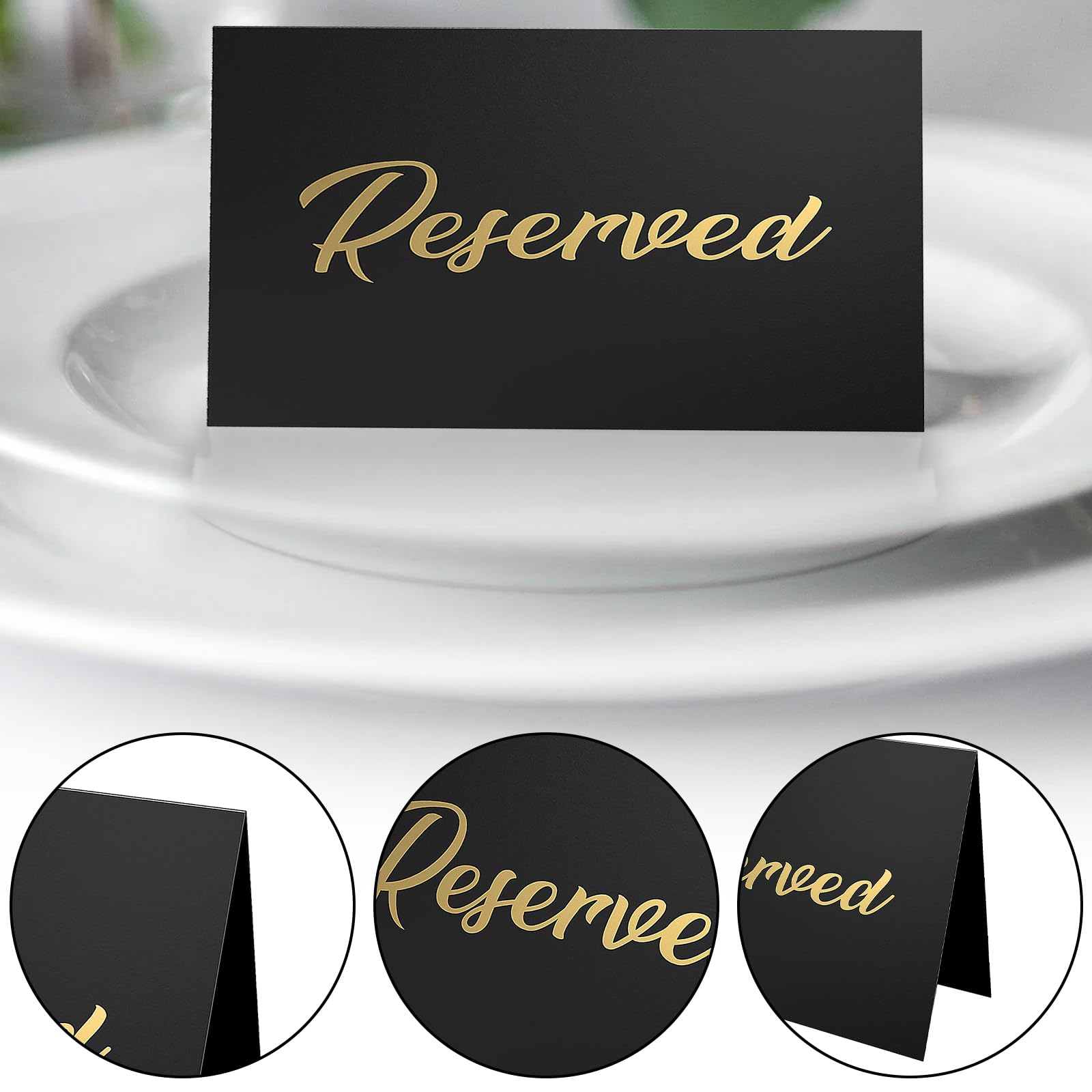 10 PCS Black Reserved Table Signs for Wedding, Double Sided Cardstock ...