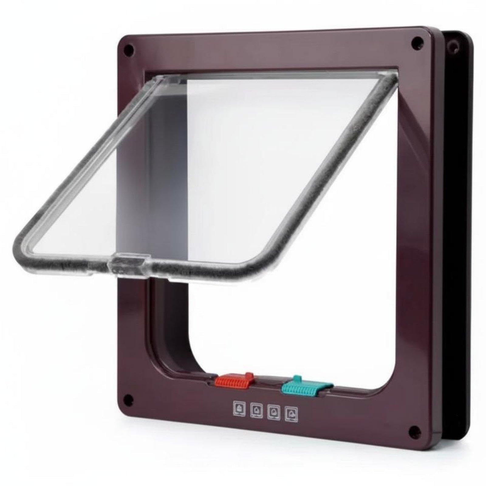 Locking Pet Flap Simple to Install Installation 4-Way Locking Cat Door Material for Cats, Small Dogs, Screen Doors, Walls Brown S|Pet Supplies| Cat Supplies| Doors & Flaps-image-38