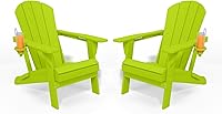 Vista 27 de Sillas plegables Adirondack con portavasos, juego de 4 sillas de plástico HDPE para exteriores, resistentes a la intemperie, aspecto de madera real