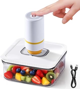 PACKLYX Vacuum Storage Container, Automatic Vacuum Storage Container, 4.6 fl oz 1.2 L, ABS Food Grade Material, 5 Times Freshness with Vacuum, BPA Free Vacuum Storage Container, Tupper, Microwave
