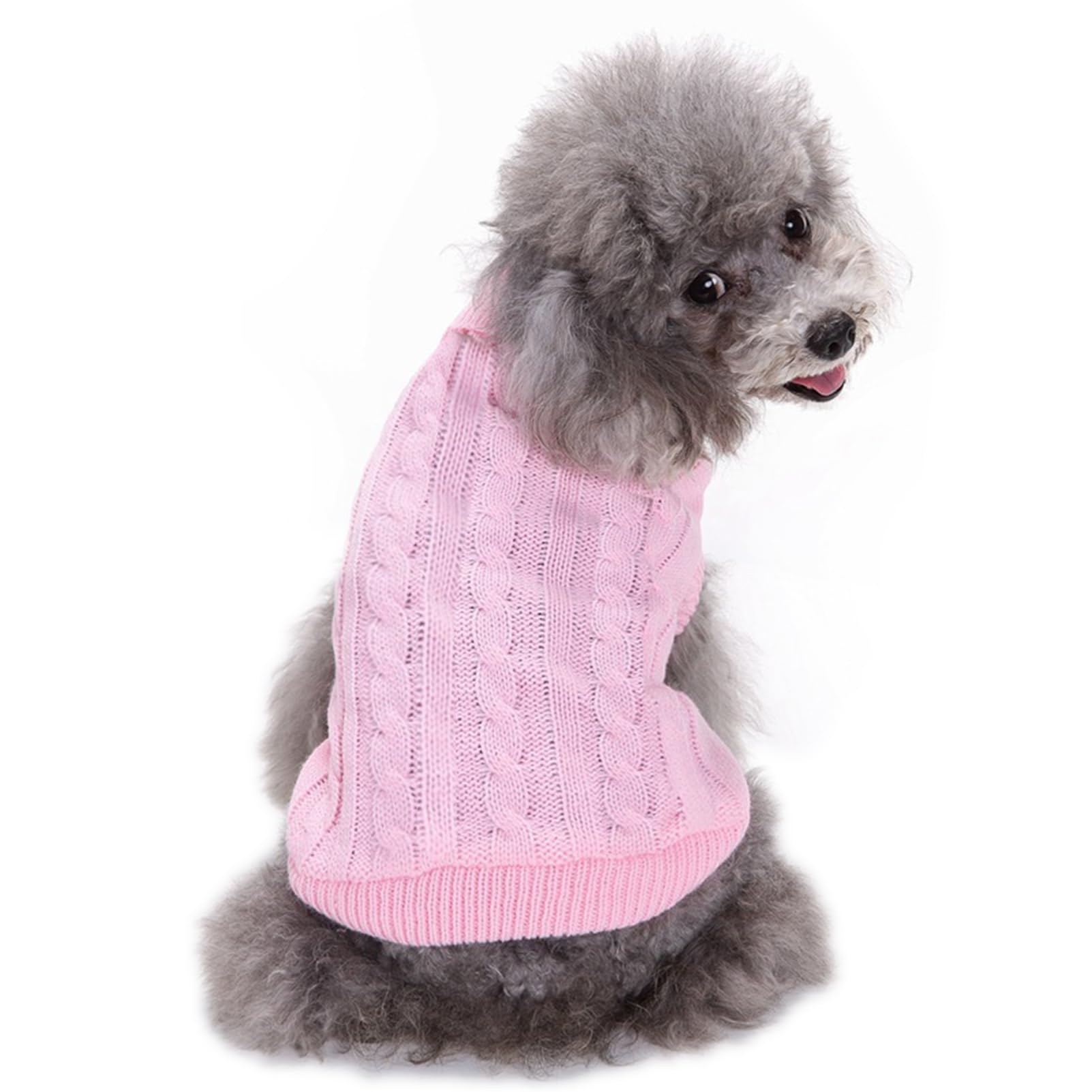 Small Dog Sweaters Knitted Pet Cat Warm Dog Sweatshirt Winter Clothes Kitten Puppy Sweater (Small,Pink)