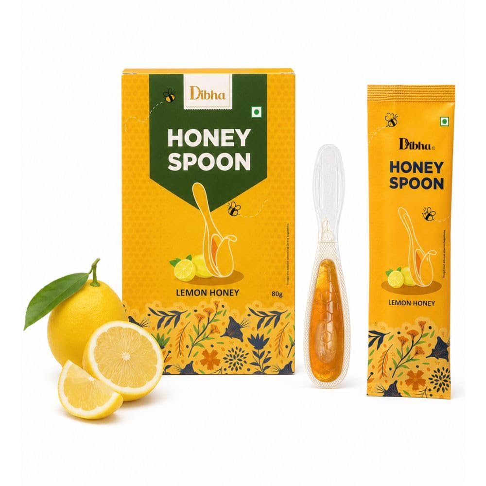 Dibha Lemon Honey Spoon (10pcs) | 100% Pure Honey with Lemon Flavor | Mess-Free Single Serve Spoons | Easy to Use & Travel-Friendly (80g)-image-32