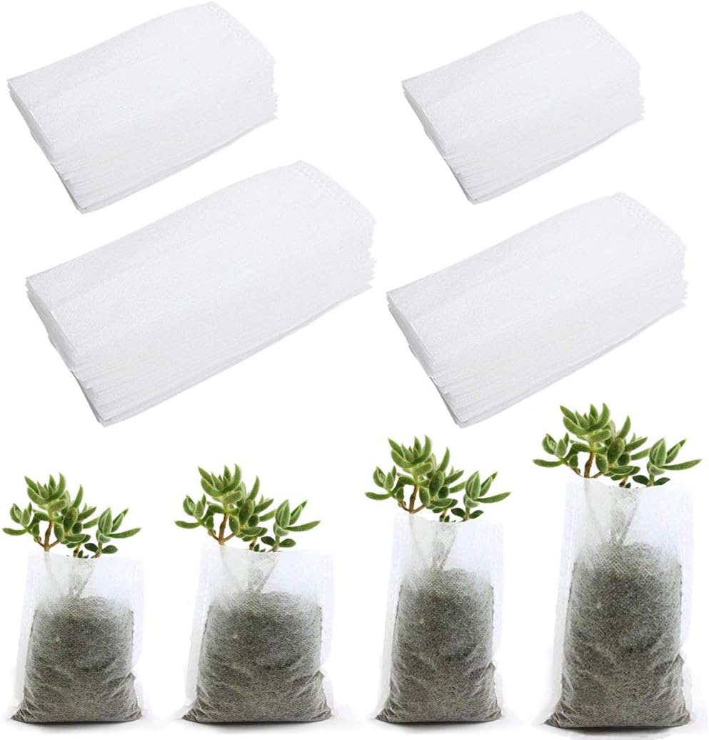Faylapa 400 Pcs 4 Size Biodegradable Plant Nursery Bags Non-Woven Plant Grow Bags Garden Planting Pots Home Garden Supply