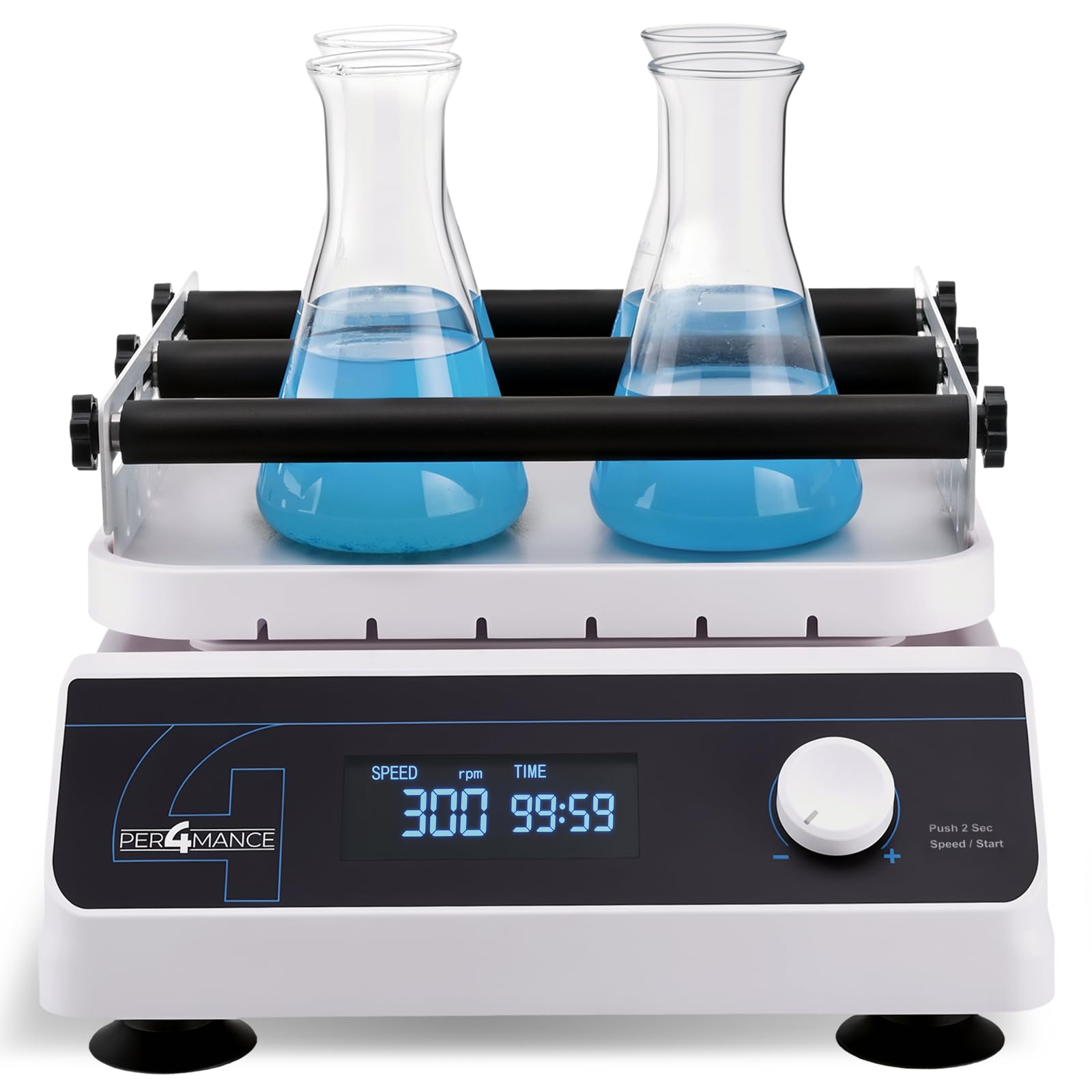 PER4MANCE Agitatore orbitale con ampiezza di 20 mm, velocità regolabile 40-300 giri/min, capacità 2 kg, display LCD, timer (1 min-23 h59 min) e modalità continua per laboratorio
