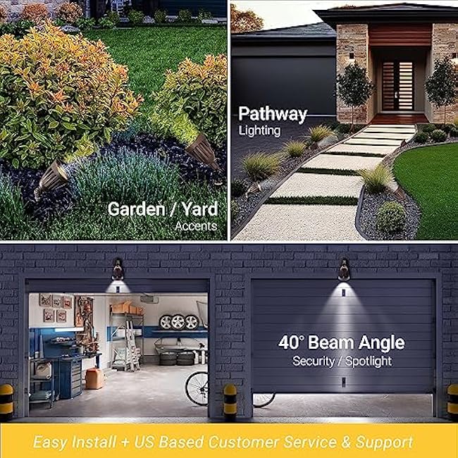 NUWATT 25W Bullet LED Spot Lights 3000K/4000K/5000K Selectable 1/2 Knuckle Mount Flag Pole Light