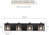 Vista 2 de Vanity Lights for Bathroom Large 31.5", Farmhouse Rustic Vanity Light with Bubble Glass Shades, Black 4 Light Bathroom Lighting Fixtures Over