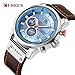 CURREN Original Men's Sports Waterproof Date Multifunction Leather Strap Wrist Watch 8291 (Silver Brown Blue)