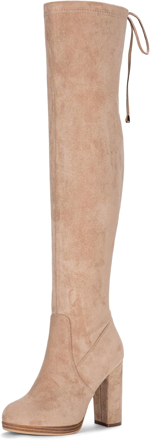 Vepose Women's Thigh High Black Over The Knee Boots, Tall Suede Knee High 996 Boot
