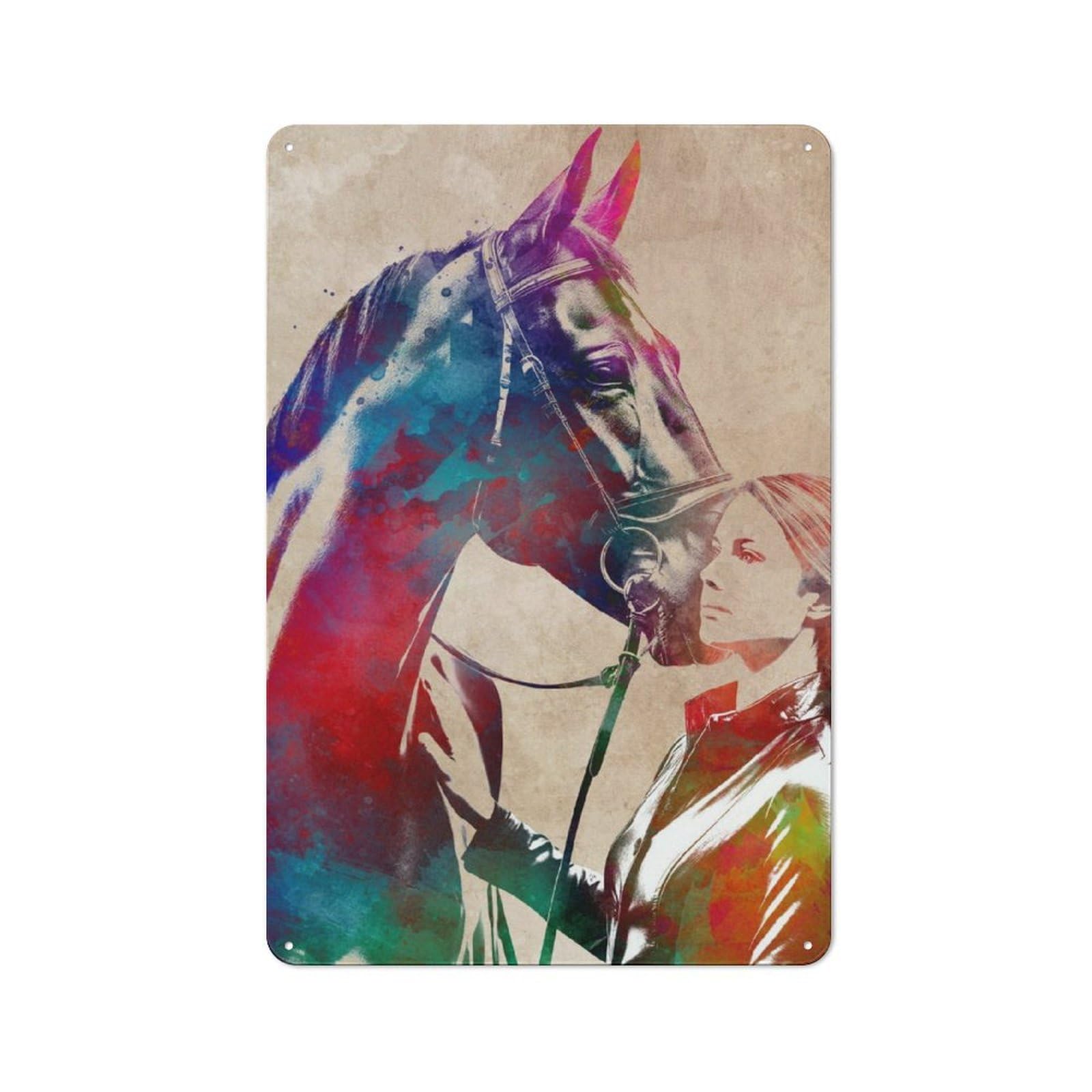 Junmoney Horse Rider Sport Art For Lounge Or Reading Corner, Rustic Tin Sign 30X20cm, For Home Interiors, Feature Walls And Decorative Displays