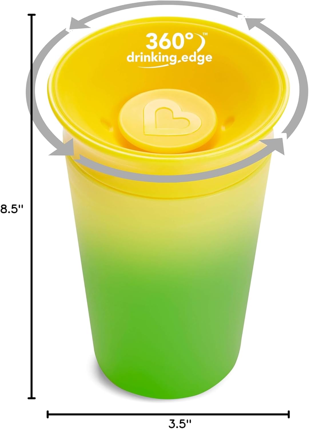 Munchkin® Miracle® 360 Sippy Cup for Toddlers, Color Changes with Cold Drinks, 9 Ounce, 2 Pack, Pink/Yellow