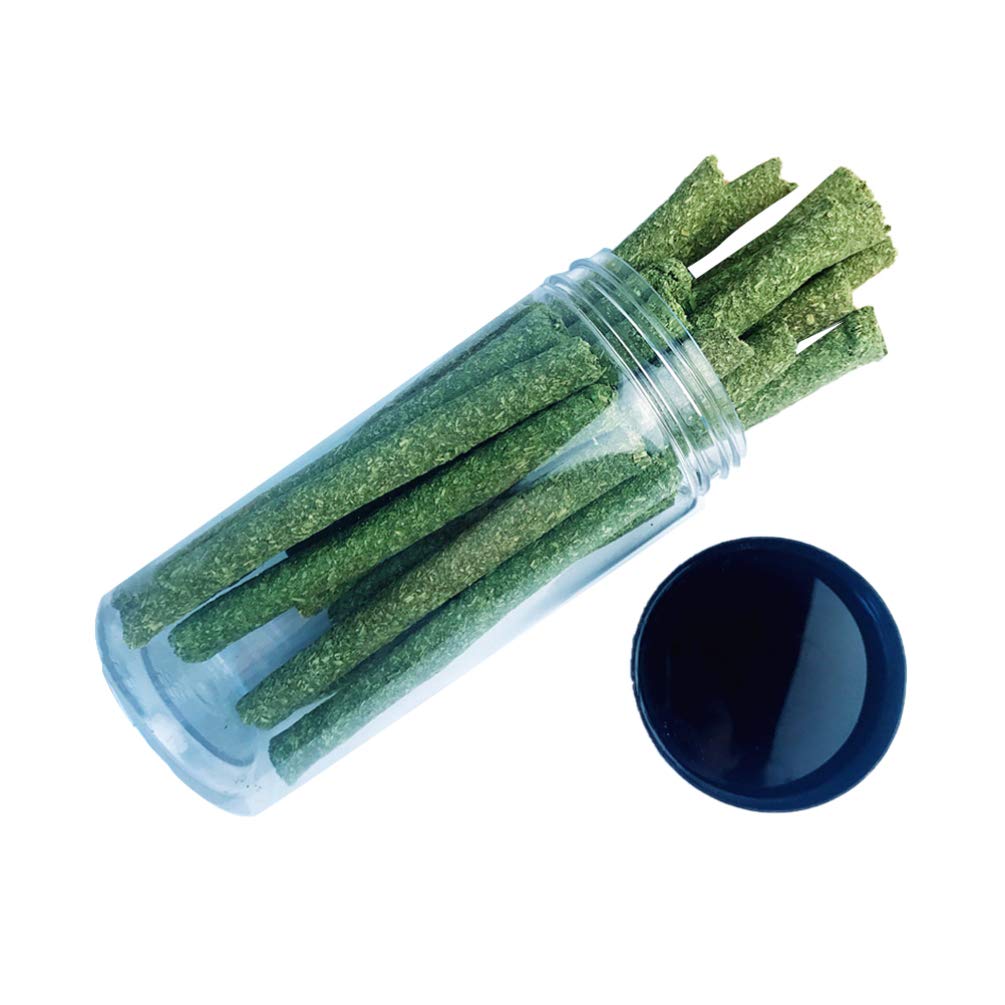 Balacoo 20pcs Grass Chew Sticks Alfalfa Molar Rods Pet Snacks Small Animal Chew Toys for Rabbits Chinchillas Guinea Pigs Hamsters with Storage Jar