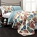 Lush Decor Layla 3-Piece Quilt Set, King, Orange/Blue