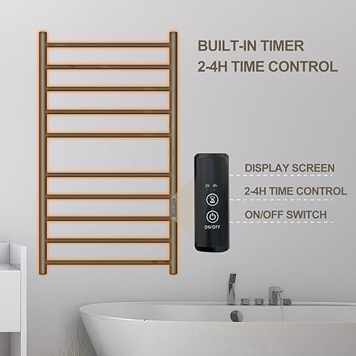 Miniatura 3 de Calentador de toallas de 10 bares, calentador de toallas calentado toda la noche para baño cálido enchufetendedero de secado con cable con