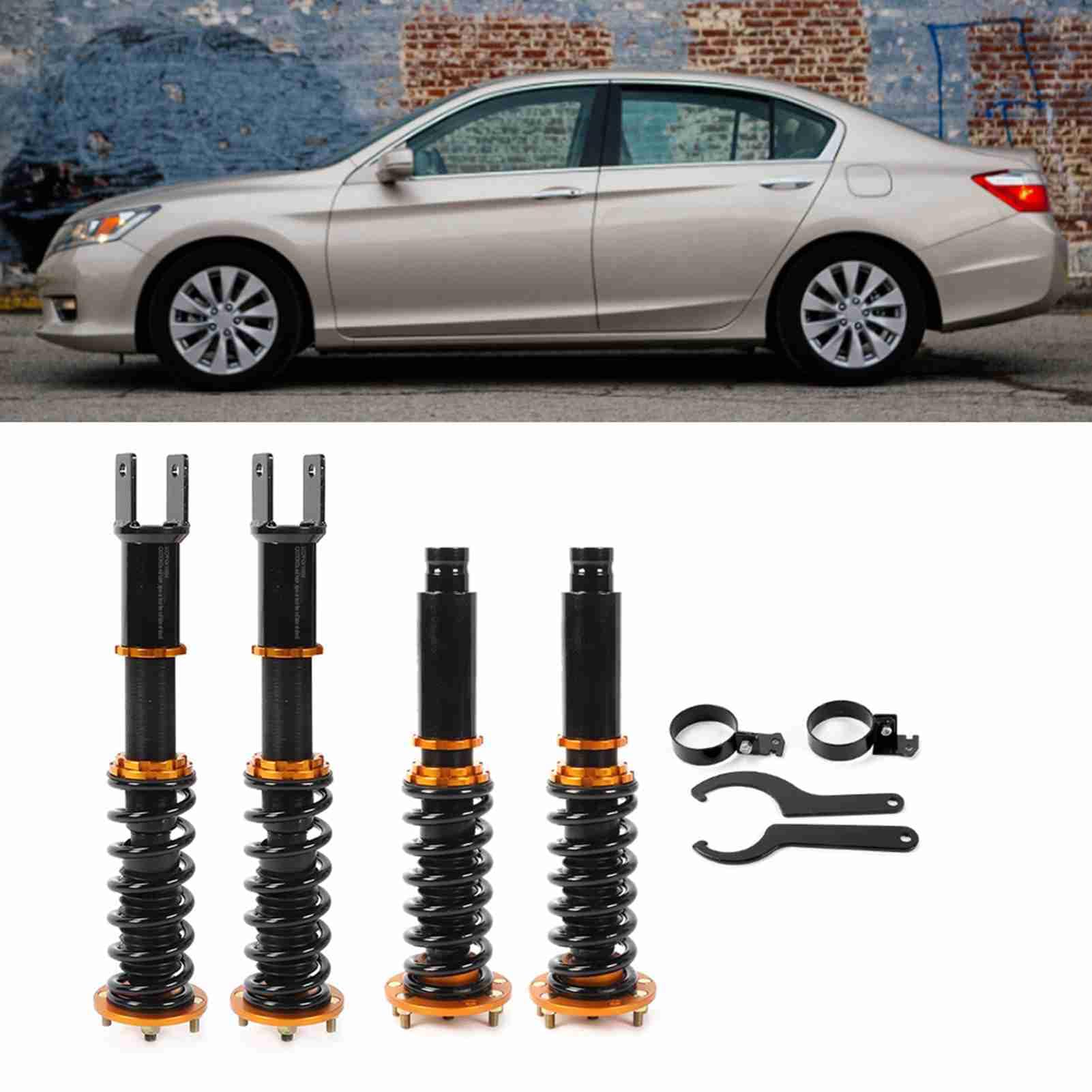 Zestaw Zawieszenia Coilover, Regulowane Metalowe Amortyzatory do 2008-2012, Zawiera 4 Sztuki, łatwa Instalacja