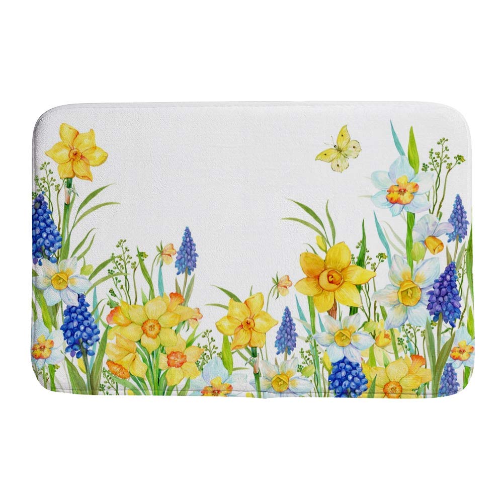 Tapis de bain jaune pour sortie de douche en velours