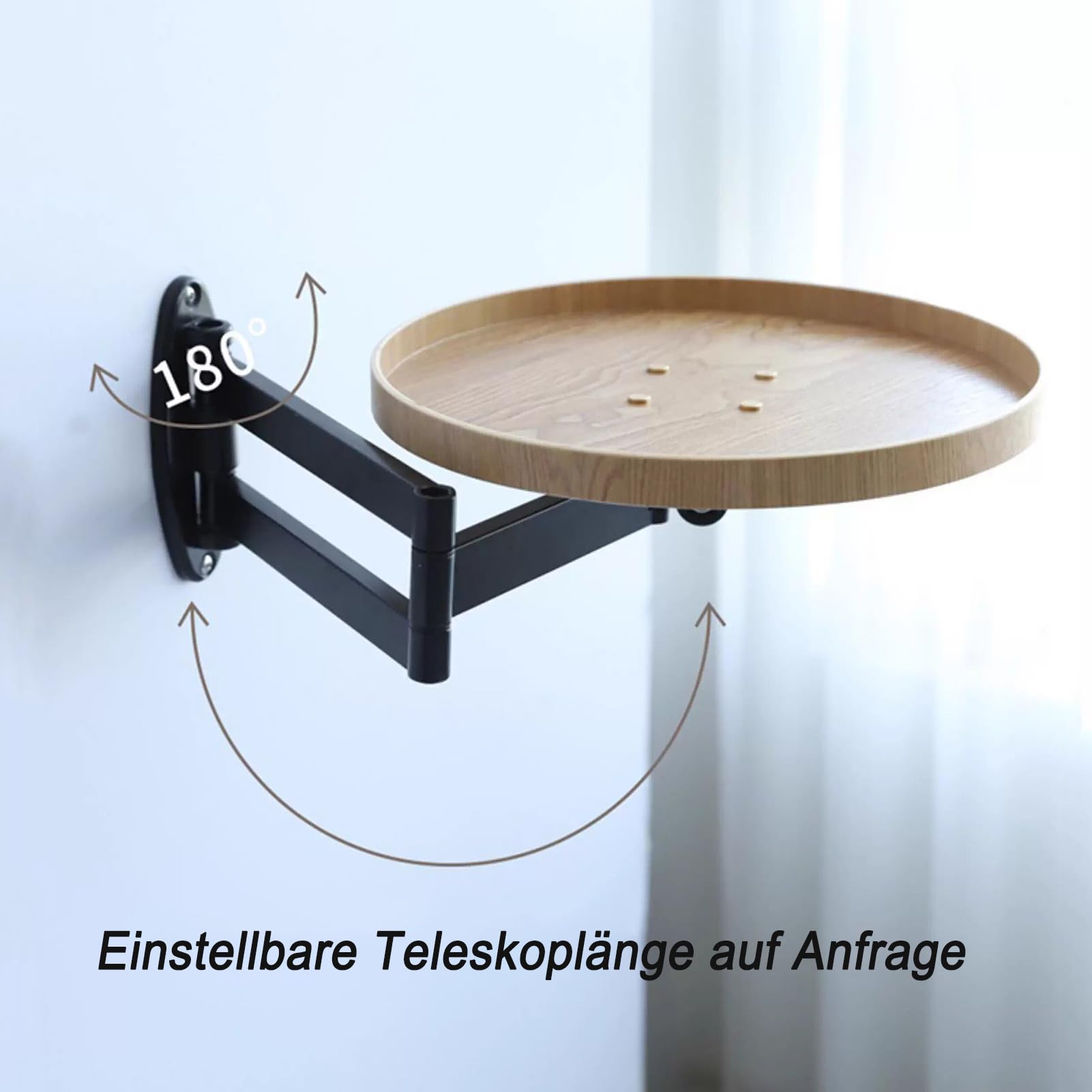 Klapptisch Wand Rund, Wandklapptisch Kleiner Schreibtisch Klappbar Wand Ausziehbar Schwebender Nachttisch Platzsparend für Schlafzimmer Wohnzimmer Balkon