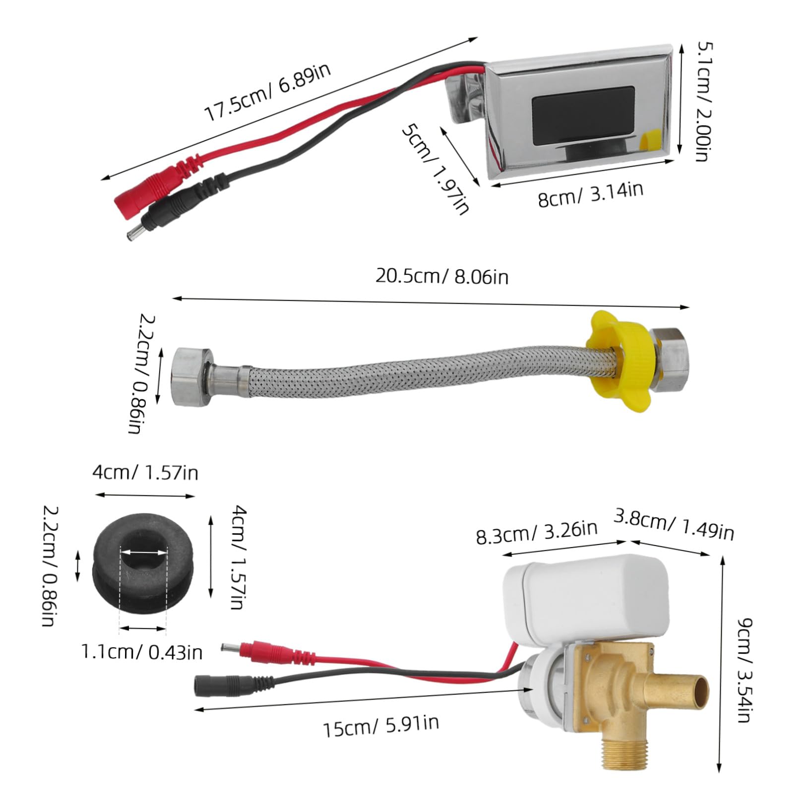 Didiseaon Válvula de Descarga para Urinario, Válvula Solenoide Inteligente Sensor, Abs, Goma y Cobre, para Baño Público y Zonas de Alto Tránsito, bajo Mantenimiento