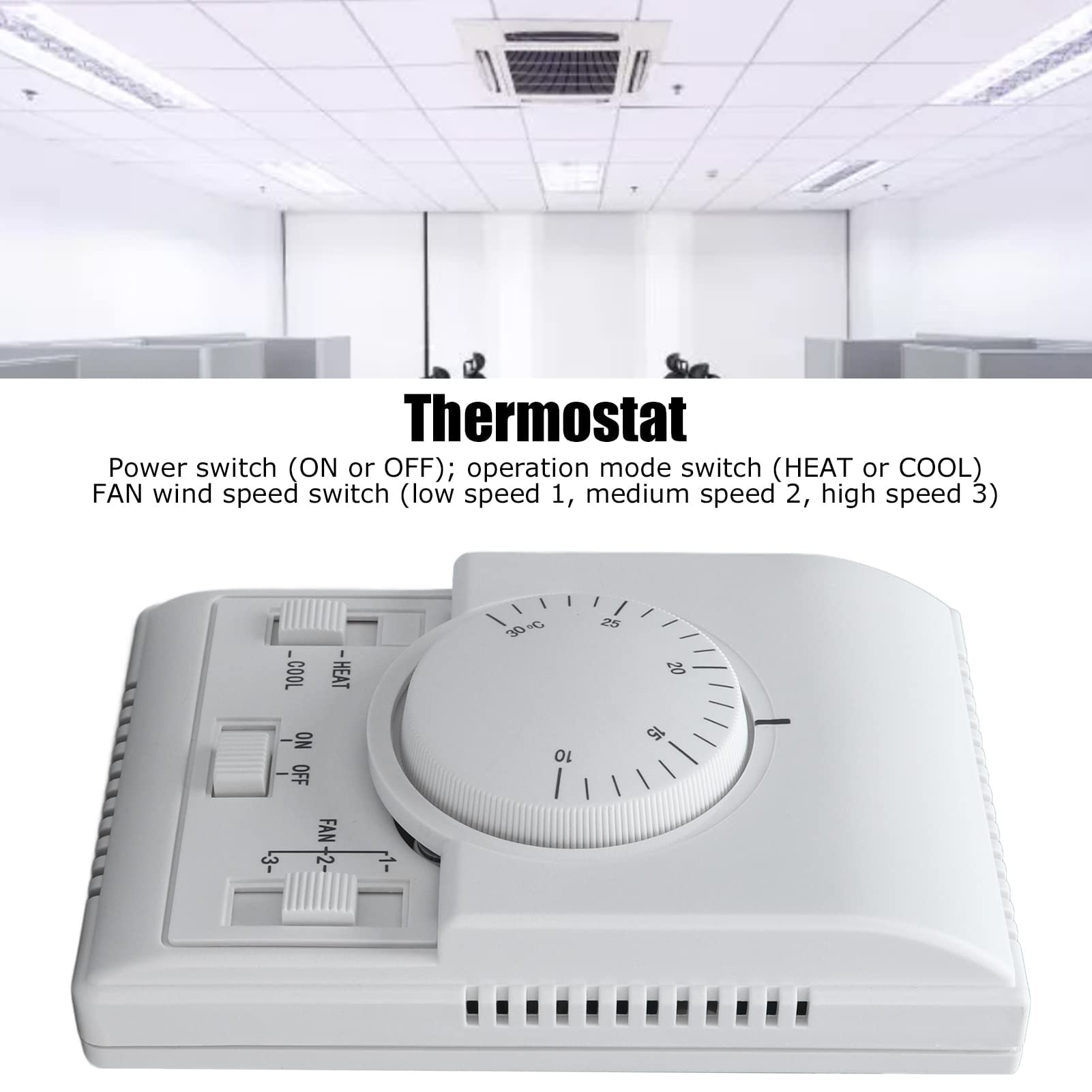 Ejoyous Thermostat Mécanique d'Ambiance, Régulateur de Température, Contrôleur 110-220 V, 2 Voies