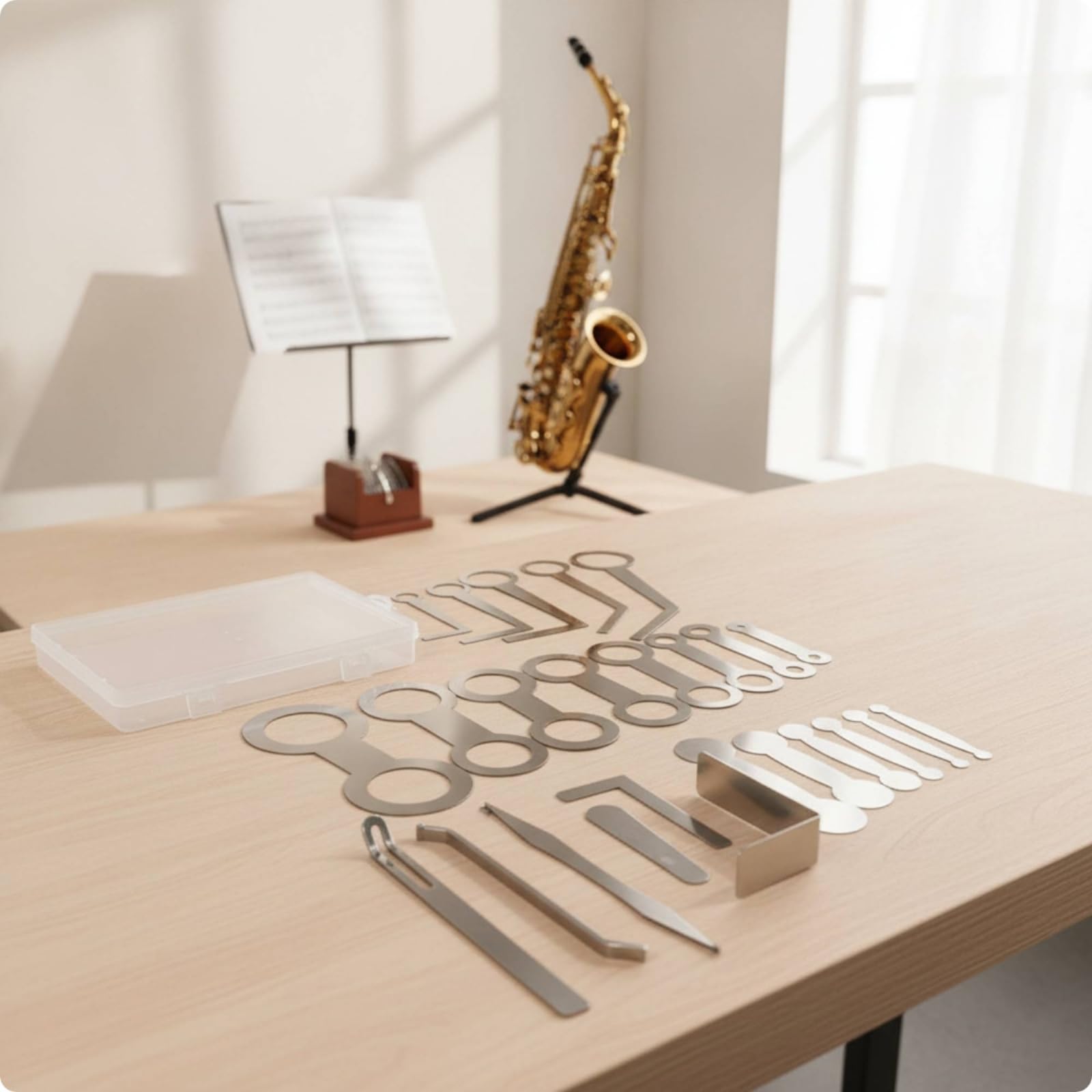 25 Pezzi Kit di Livellamento Cuscinetti con Scatola in Metallo Kit con Custodia Resistente Attrezzi per Musicisti