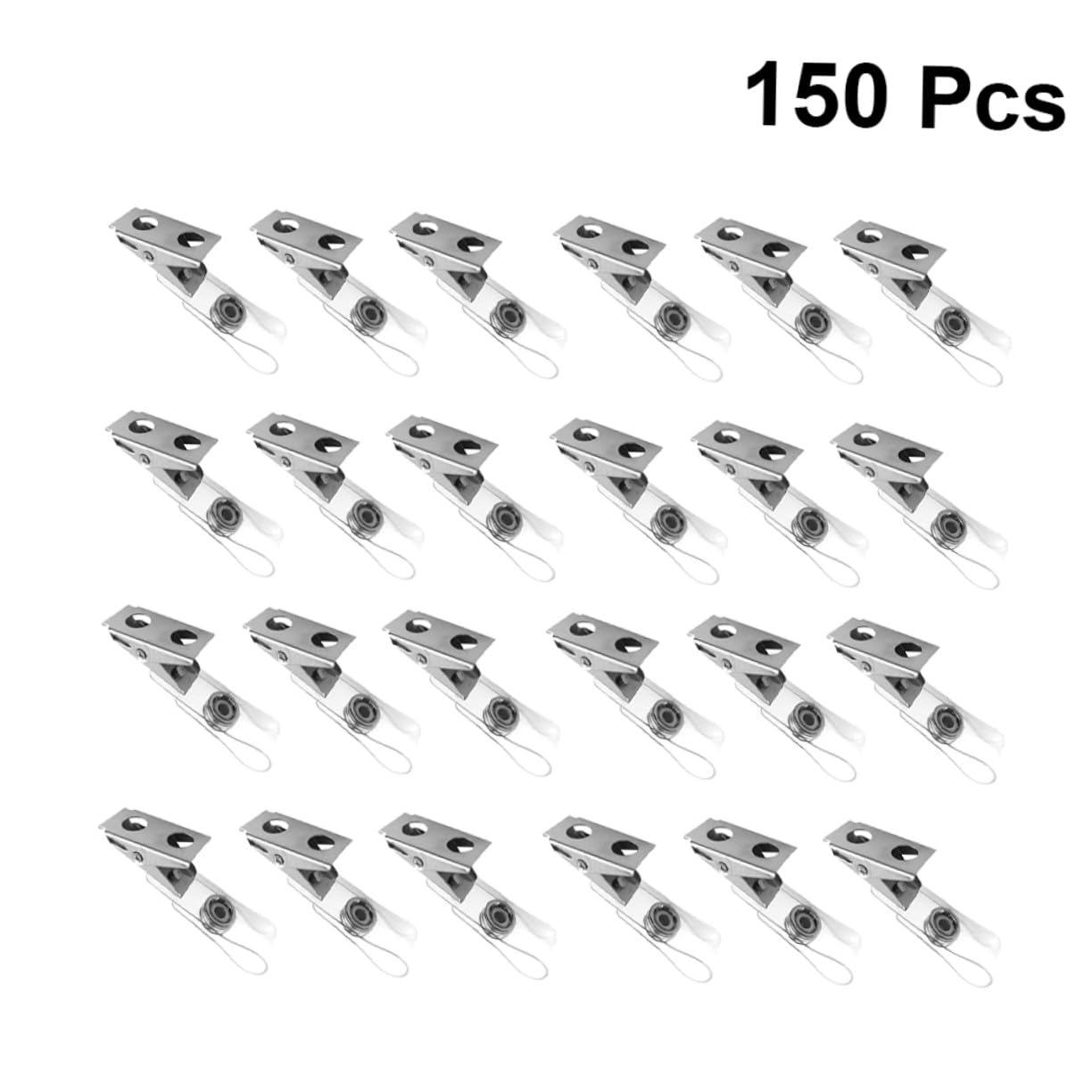 POPETPOP 150 pièces Clips Métal Double Trou avec Lanières PVC Transparentes pour Porte-badge Cartes Identité Usage Professionnel