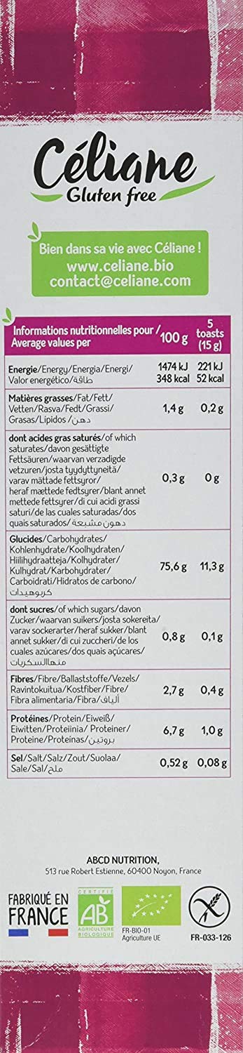 Le recettes de céliane Toasts Teff 200 g - Lot de 4
