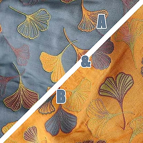 Reversible Ginkgo Quilted Throw Blankets Cotton Muslin Quilted Throw Blankets Soft King Size Throw Blanket Lightweight Breathable Throw Blanket for Couch (59''W*79''L)