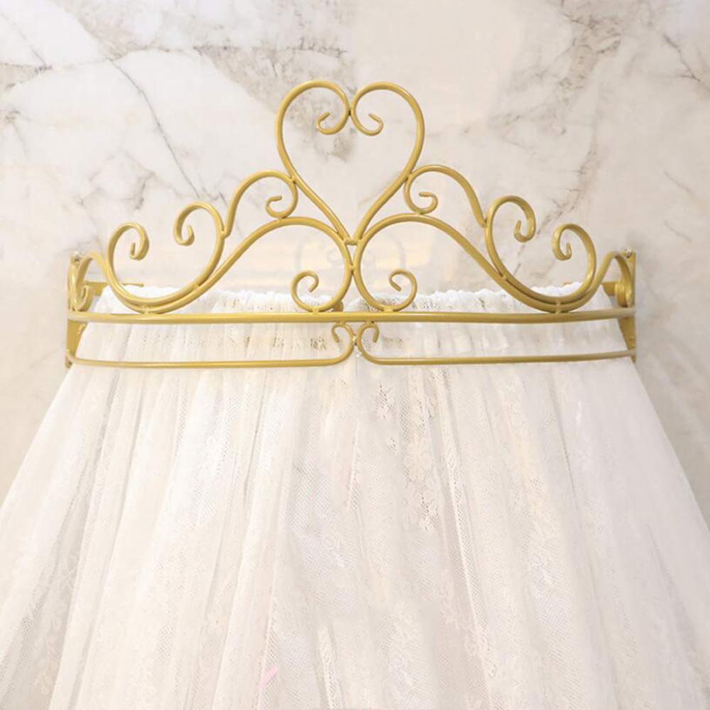 GE&YOBBY Baldacchino Letto in Pizzo,Corona Principessa Tenda Letto Zanzariera di Corte con Decorativo Drapery Metal Crown per Camera da Letto-Bianca