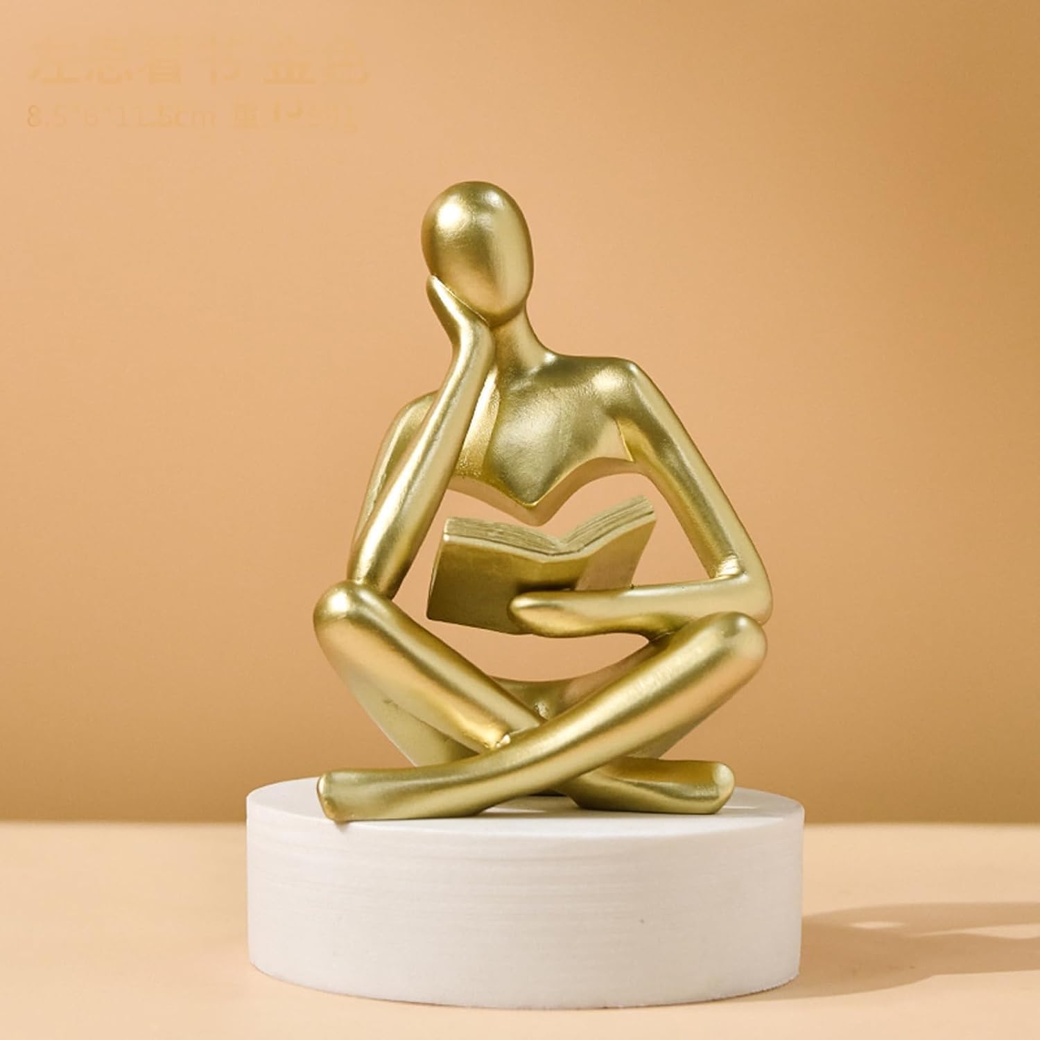 MedMad Home Decor,Gold Reading Thinker Statue Modern Figurines Abstract Aesthetic Sculpture Thinker Resin Statue Set for Home Decoration Living Room Office Bookshelf Shelf Table
