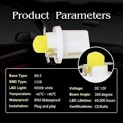 Miniatura 3 de Bombillas para velocímetro de cúmulo de calibre superbrillantes 17 18 27 37 58 86 2721 Bombilla T5 B8.5d COB 1SMD LED para tablero de instrumentos