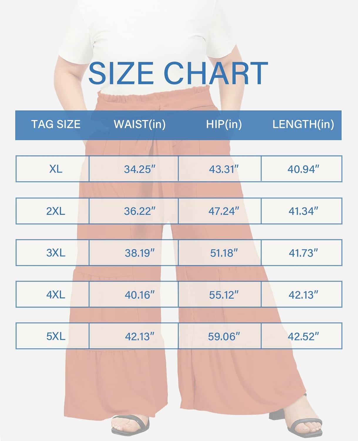 Moon Wood Plus Size Wide Leg Pants Woman High Waisted Palazzo Flowy Pants with Pockets Trendy Casual Summer Pants - Image 6