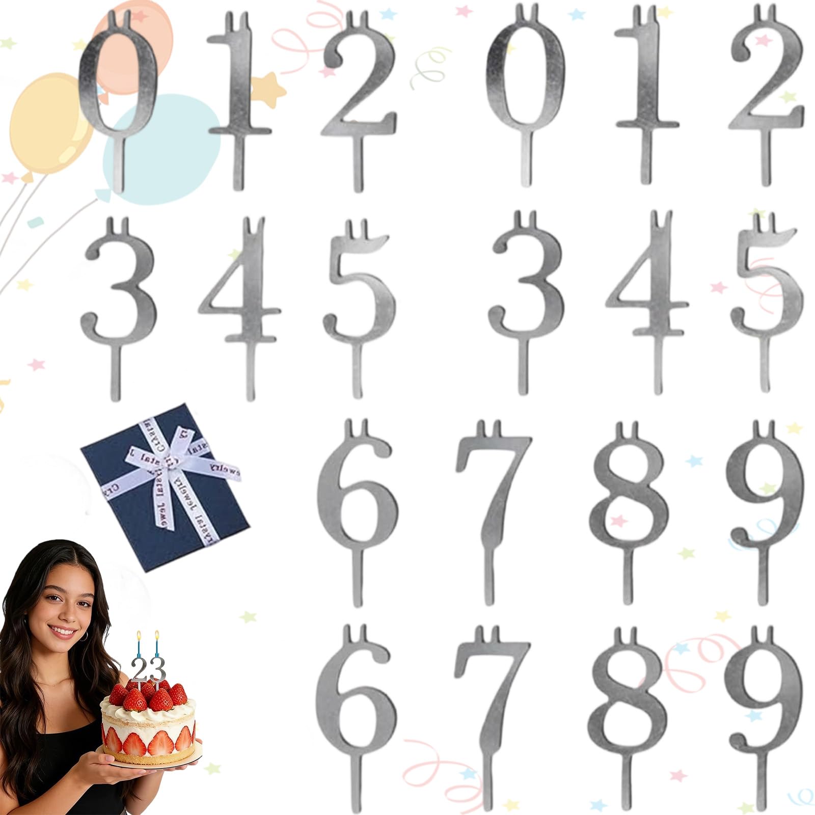 Bougie chiffre anniversaire support réutilisable pour cake topper fête jalon