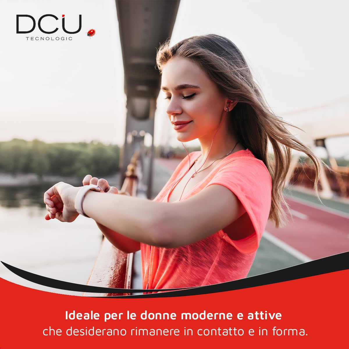 DCU TECNOLOGIC - Smartwatch Sophie - Smartwatch damski w kolorze różowego złota z różowym silikonowym paskiem - Ekran dotykowy HD 1.2'' - IP67 Wodoodporny - 22 tryby sportowe