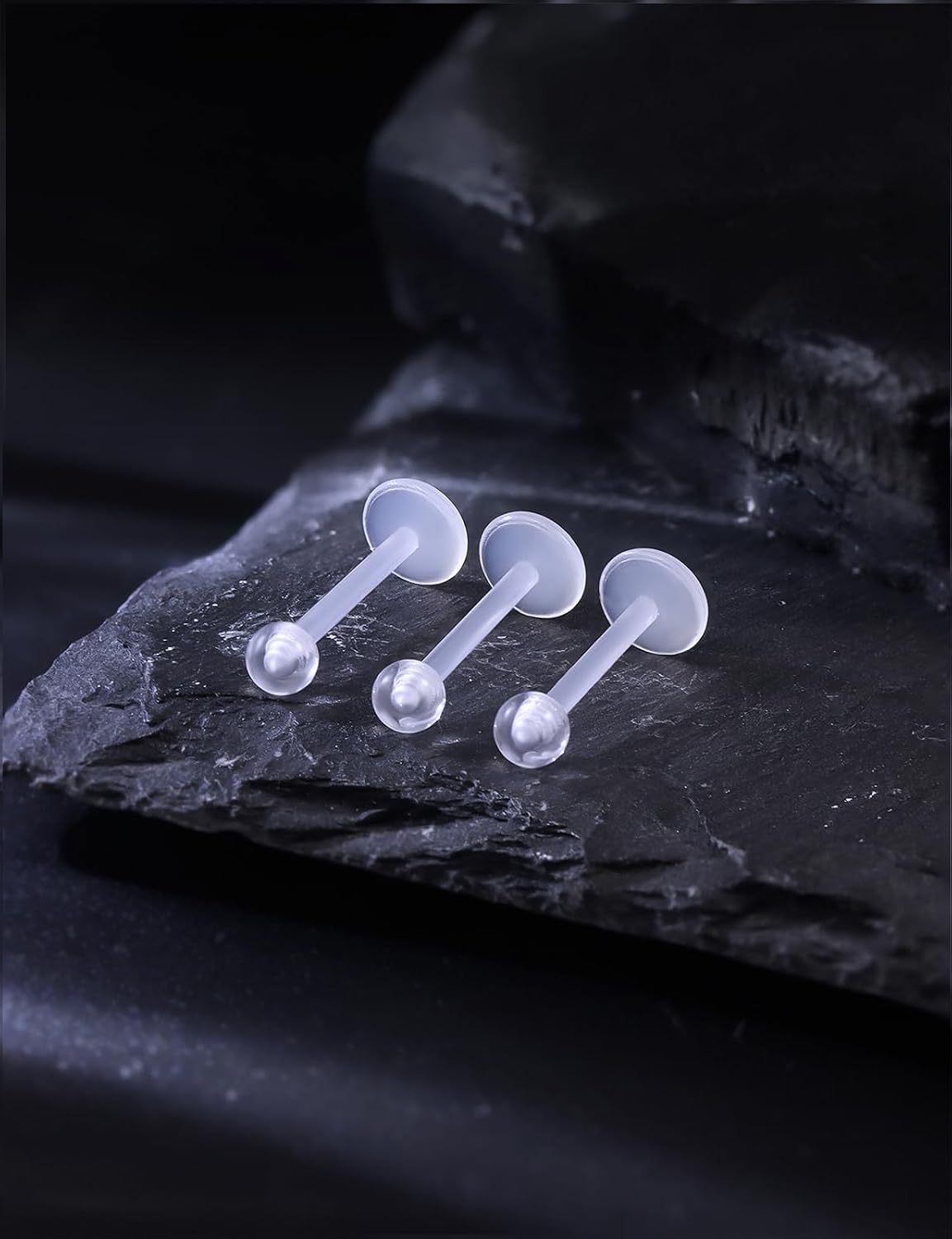 16G Transparent Flat Back Clear Earrings For Sports Work Surgery Plastic Nose Tragus Forward Helix Conch Cartilage Lobe Earrings Stud Medusa Labret Monroe Lip Ring Piercing Jewelry Retainers