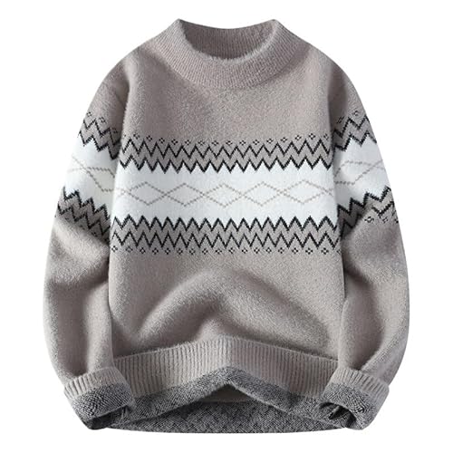 [GFHSKPOK] Men's Winter Casual Semi High Neck Sweater Men Base Knitted Sweaters