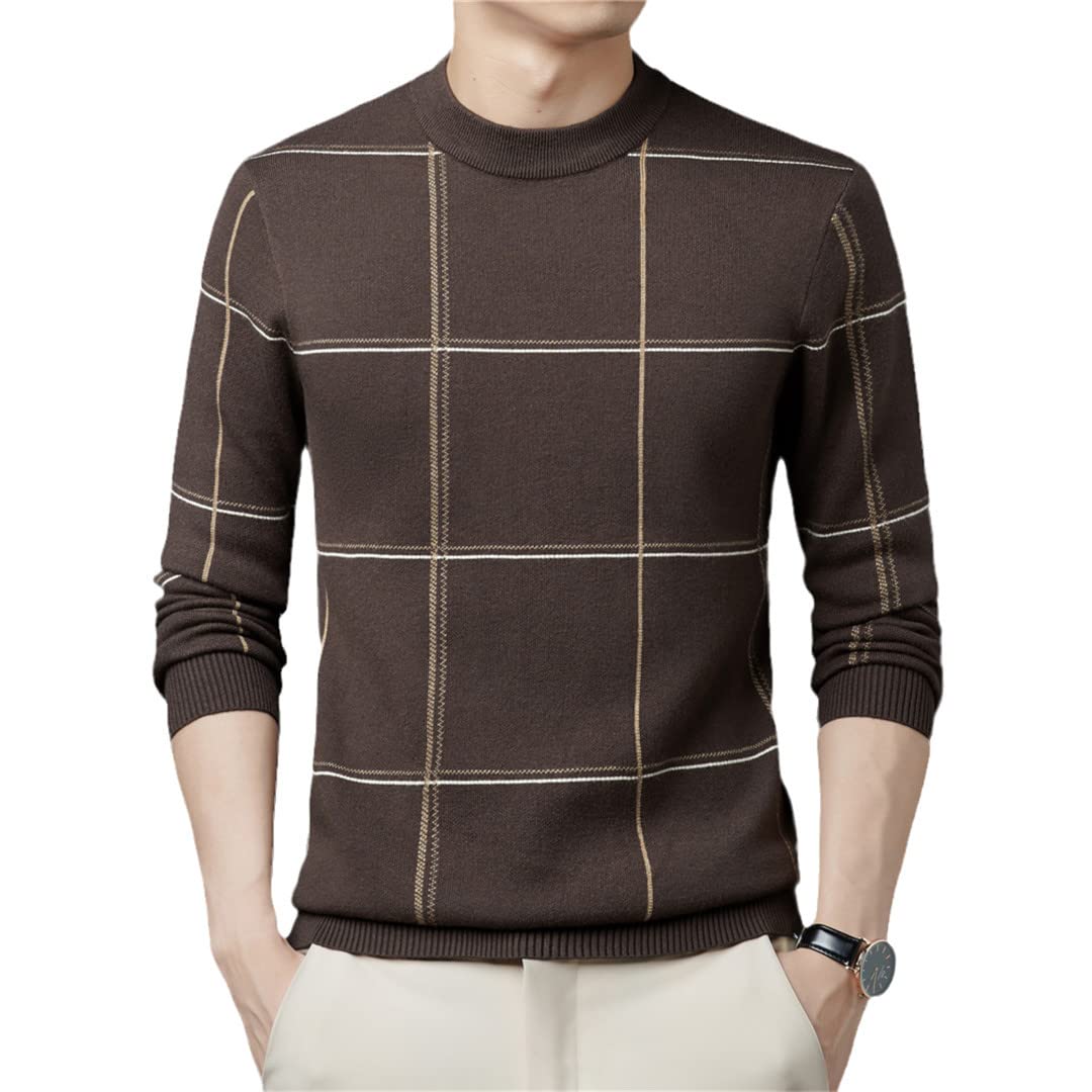 Pullover da uomo spesso caldo lavorato a maglia maglione uomo vestiti autunno inverno a righe O-collo Pullover, Auburn, XXX-Large