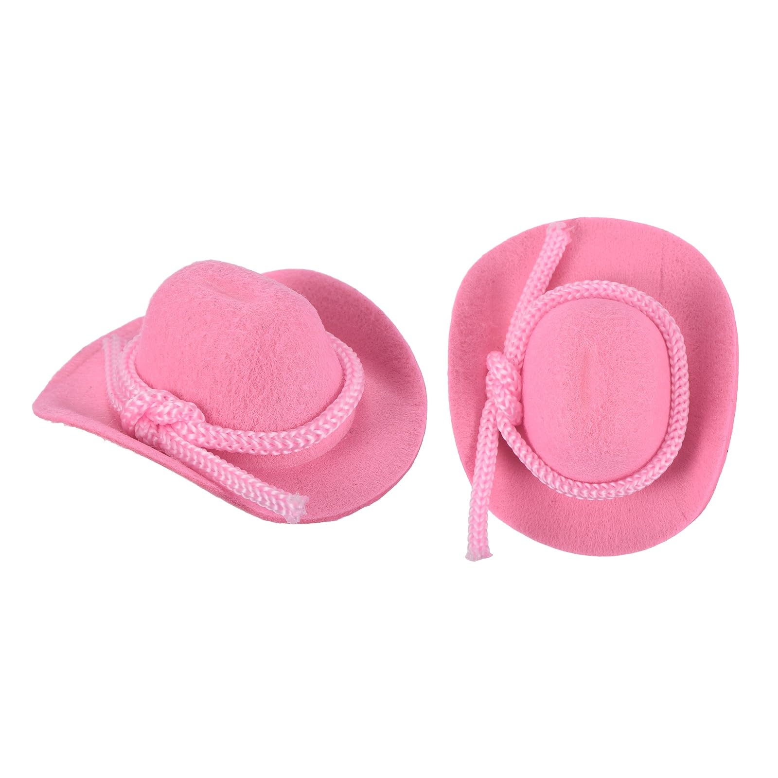 PATIKIL 2 Pcs Mini Cowboy Hats, Pink Miniature Western Cowboy Hat Tiny Dollhouse Accessories for Crafts Dolls Wedding Party Dress Decoration Hair Accessories Snowman,2.6 x 2 x 1.2 Inch