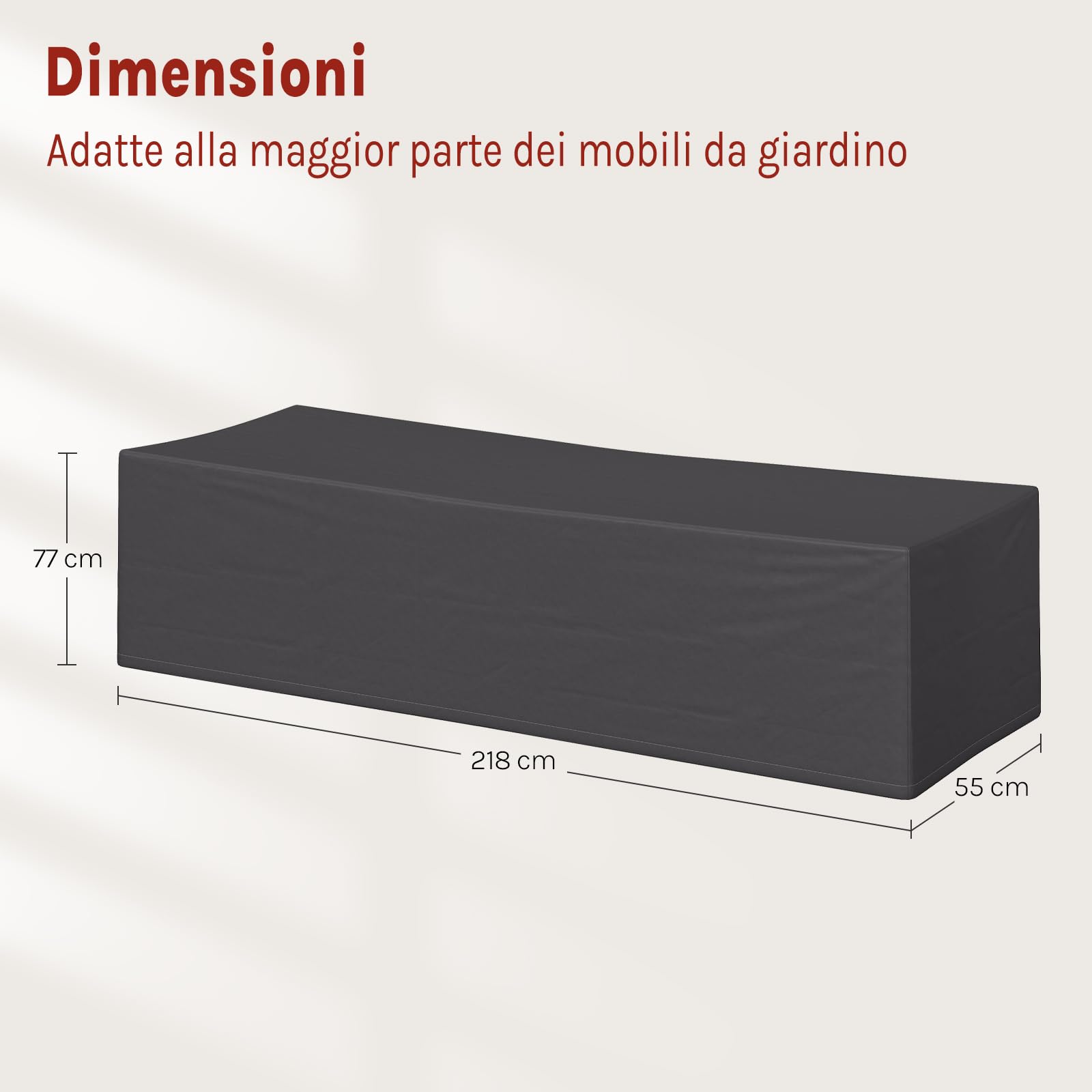 WOLTU Copertura Protettiva per Sedie, Sdraio da Esterno in Tessuto Oxford 600D, Copertura per Mobili da Giardino 218x77x55 cm Telo Anti-UV idrorepellente Resistente allo Strappo