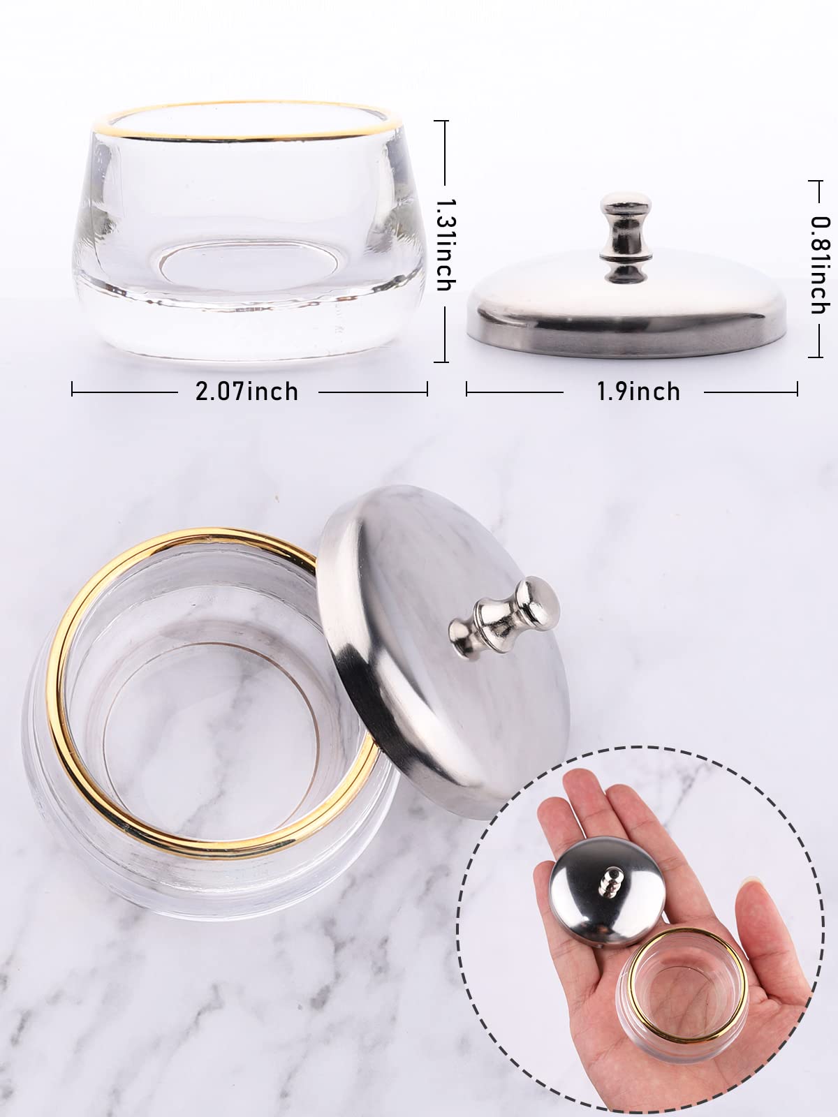 TOROKOM 2Pcs Dappen Dish Clear Monomer Dish with Lid for Acrylic Nails, Glass Nail Cup Containers for Liquid Powder Acetone Small Damping Dapping Dish Holder Supplies - Image 2