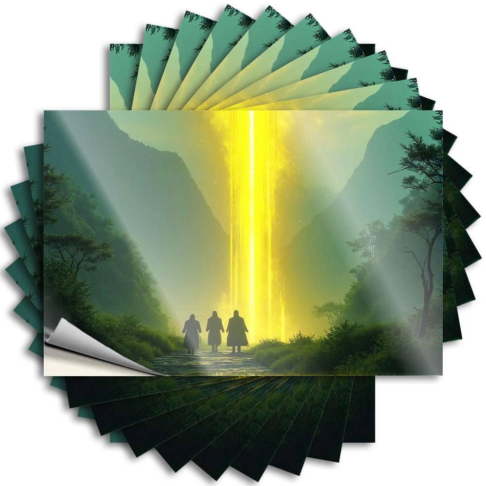 Smiley Face Lettering Sticker, Beer Hard Three Figures Walk Towards A Glowing Light in A Misty Forest | Funny Quote Taupe Decals(8X12CM)