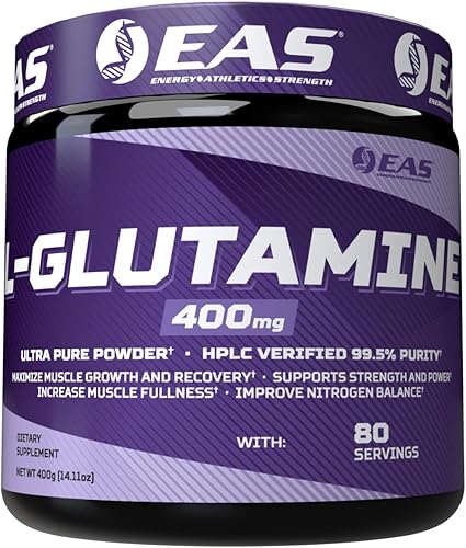 EAS L-glutamina en polvo | 99.5% de pureza AjiPure Glutamina | Maximiza el crecimiento muscular y la recuperación | Mejora el equilibrio de