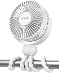 Gaiatop Mini Portable Pram Fan, Rechargeable Small Clip on Fan for Stroller, Detachable 3 Speed 360 Degree Rotate Flexible Tripod Handheld Desk Cooling Car Seat Crib Treadmill Travel Black